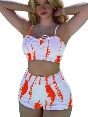 SHENHE Women's Tie Dye Tankini Swimsuits High Waisted Tummy Control Bikini Sets