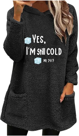 Sherpa Hoodie for Women Fleece Pullover Sweater Oversized Graphic Sweatshirt with Pockets Warm Winter Clothes