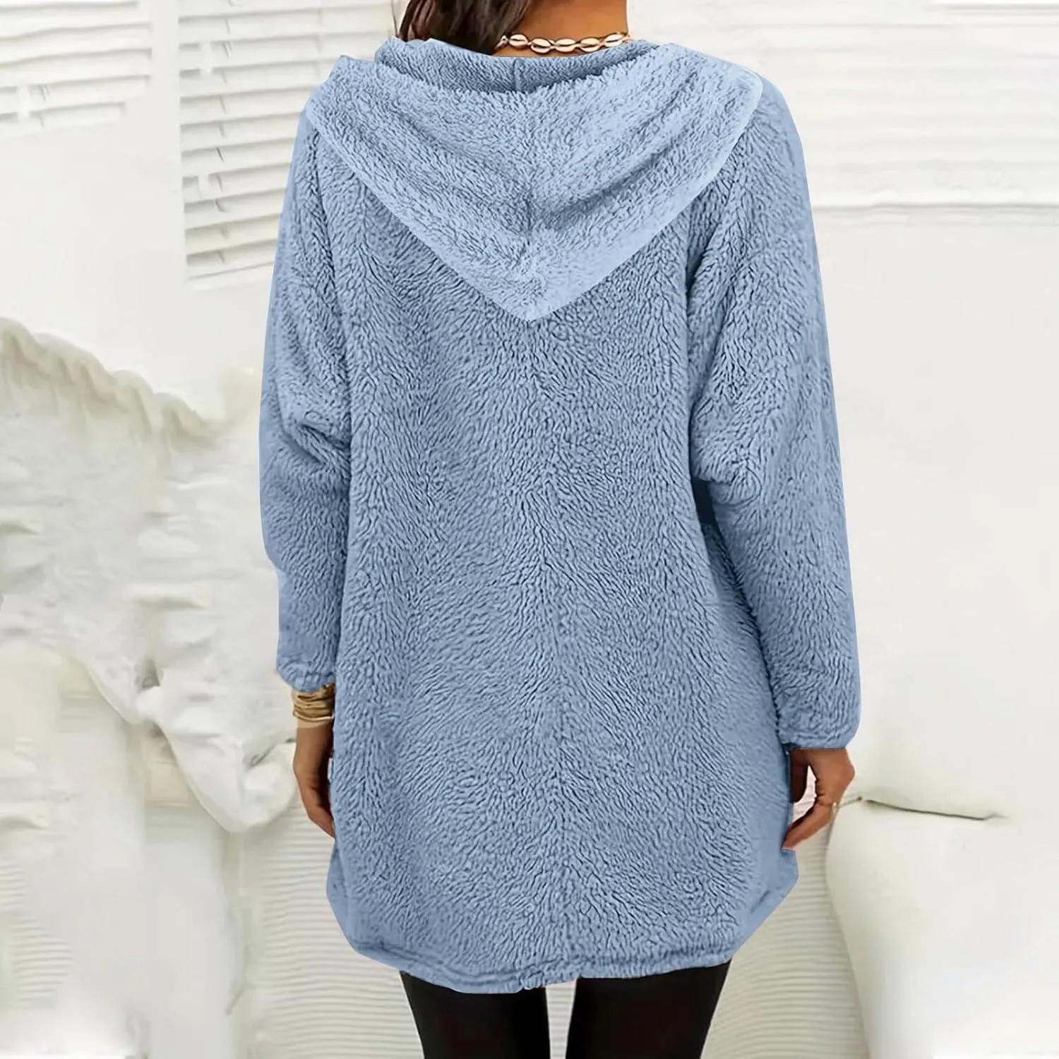 Sherpa Hoodie for Women Fleece Pullover Sweater Oversized Graphic Sweatshirt with Pockets Warm Winter Clothes