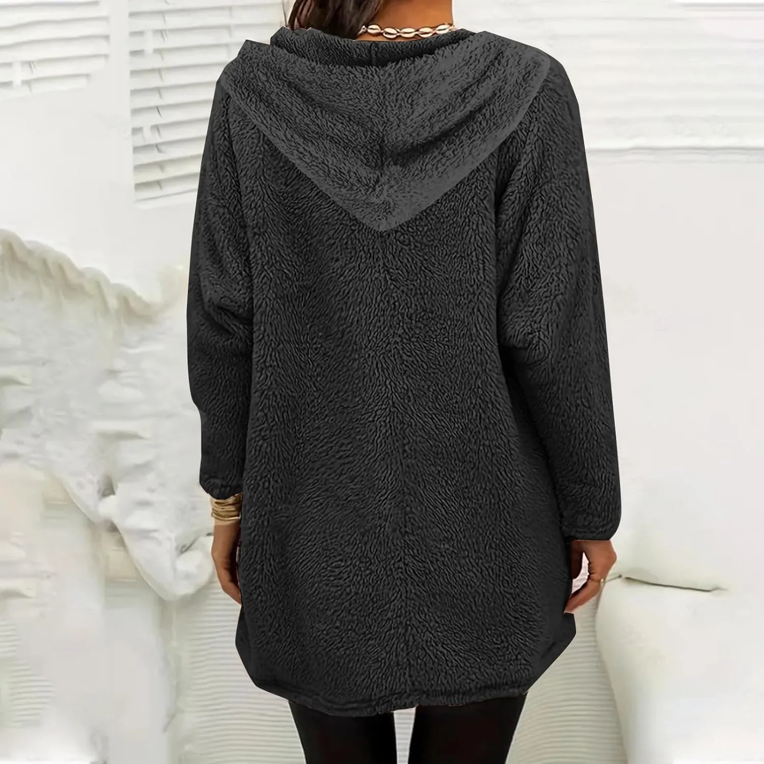 Sherpa Hoodie for Women Fleece Pullover Sweater Oversized Graphic Sweatshirt with Pockets Warm Winter Clothes