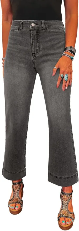 SHEWIN Wide Leg Jeans for Women Trendy High Waisted Flare Jeans Stretchy Straight Leg Ankle Denim Pants with Pockets