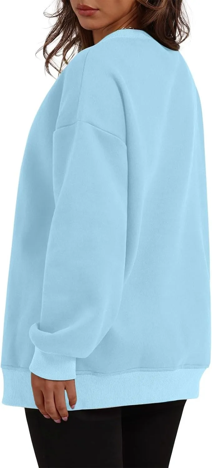 SHOPESSA Oversized Sweatshirt for Women Fall Outfits Crewneck Pullover with Pockets Sweatshirt with Slit Sides