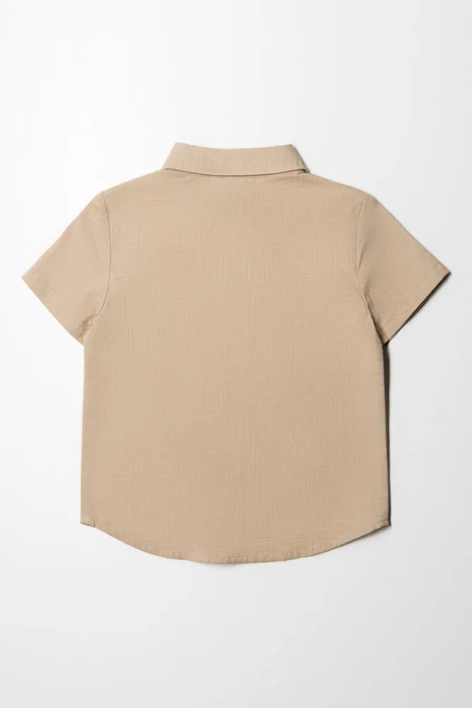 Short Sleeve Linen Shirt Safari