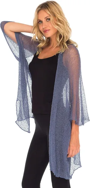SHU-SHI Beach Kimono Coverups for Women Summer Cardigans Lightweight Open Front Cover Up Knit Sheer Sweater