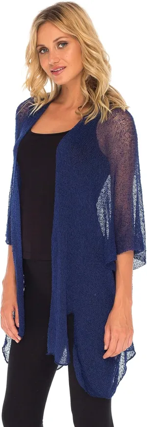 SHU-SHI Beach Kimono Coverups for Women Summer Cardigans Lightweight Open Front Cover Up Knit Sheer Sweater