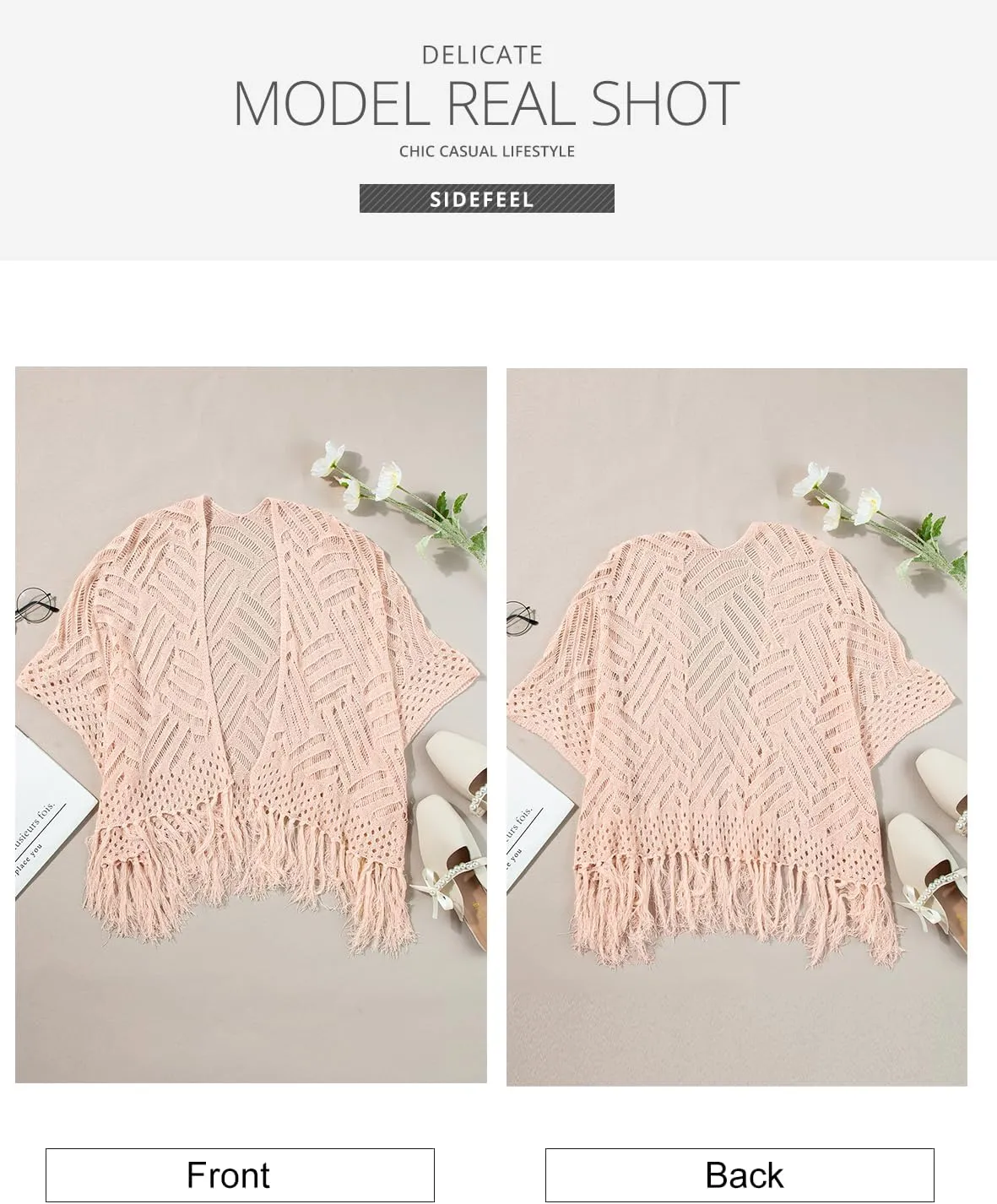 Sidefeel Women's 2025 Cropped Crochet Top Lightweight Summer Cardigan Beach Kimono Cover Ups