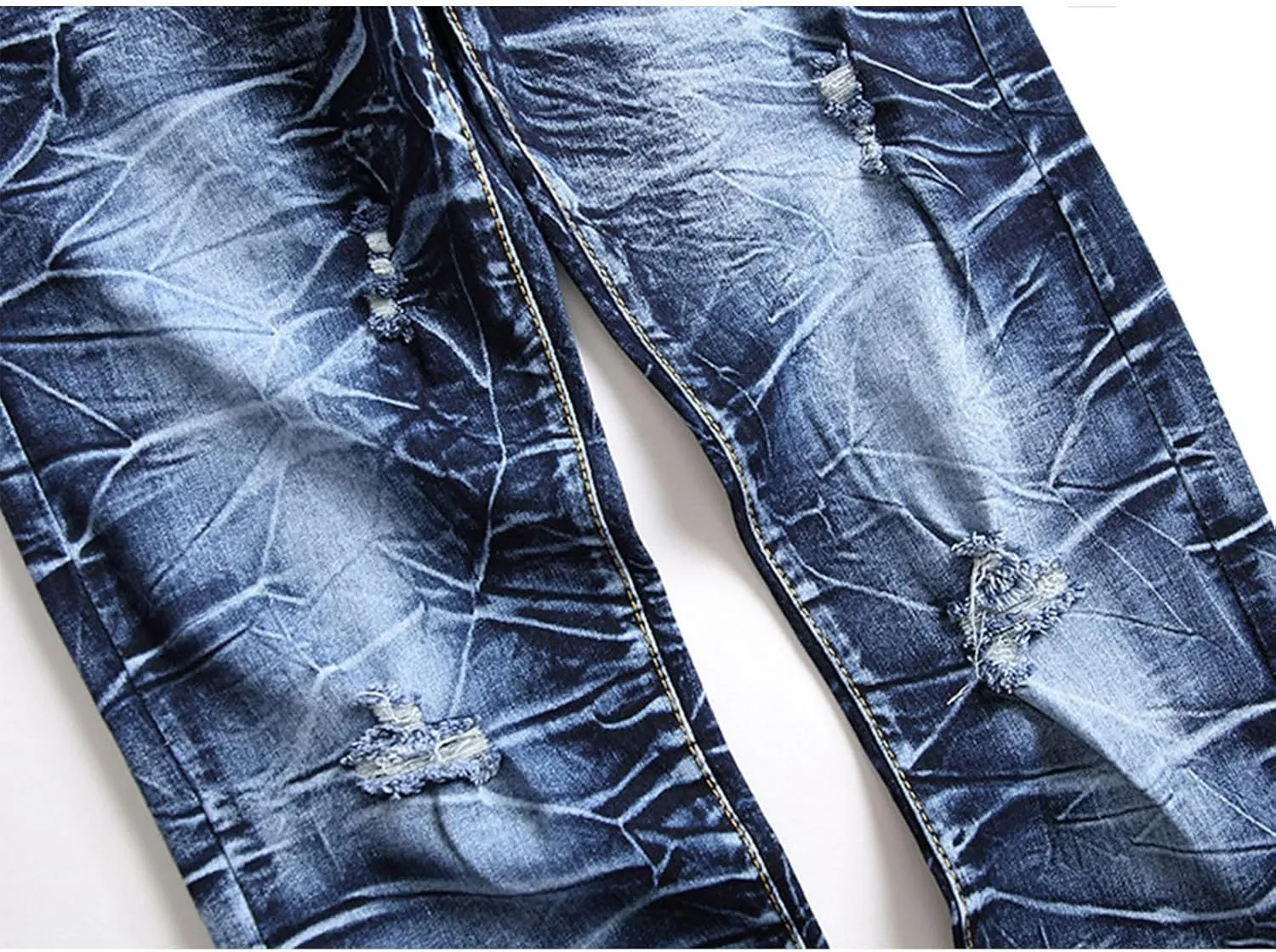 Slim Fit Ripped Jeans for Men Destroyed Distressed Stretch Slim Jeans Pants Hip Hop Y2K Streetwear Denim Pants