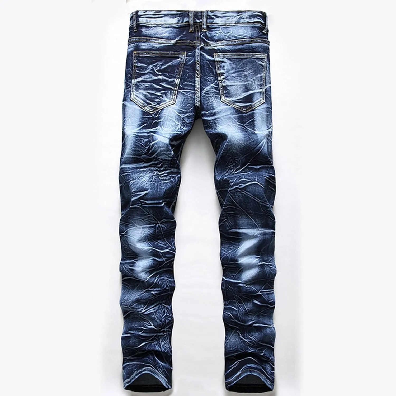Slim Fit Ripped Jeans for Men Destroyed Distressed Stretch Slim Jeans Pants Hip Hop Y2K Streetwear Denim Pants