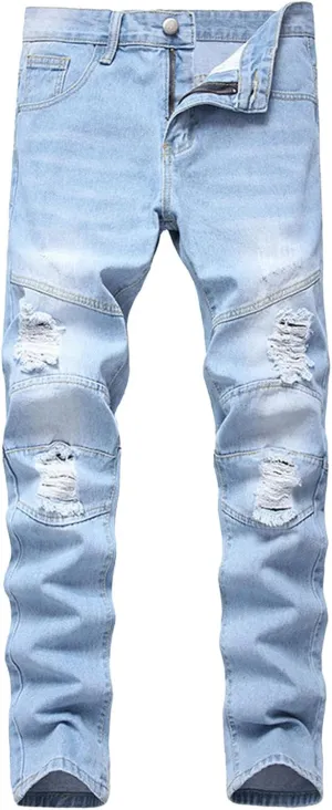Slim Fit Ripped Jeans for Men Destroyed Distressed Stretch Slim Jeans Pants Hip Hop Y2K Streetwear Denim Pants