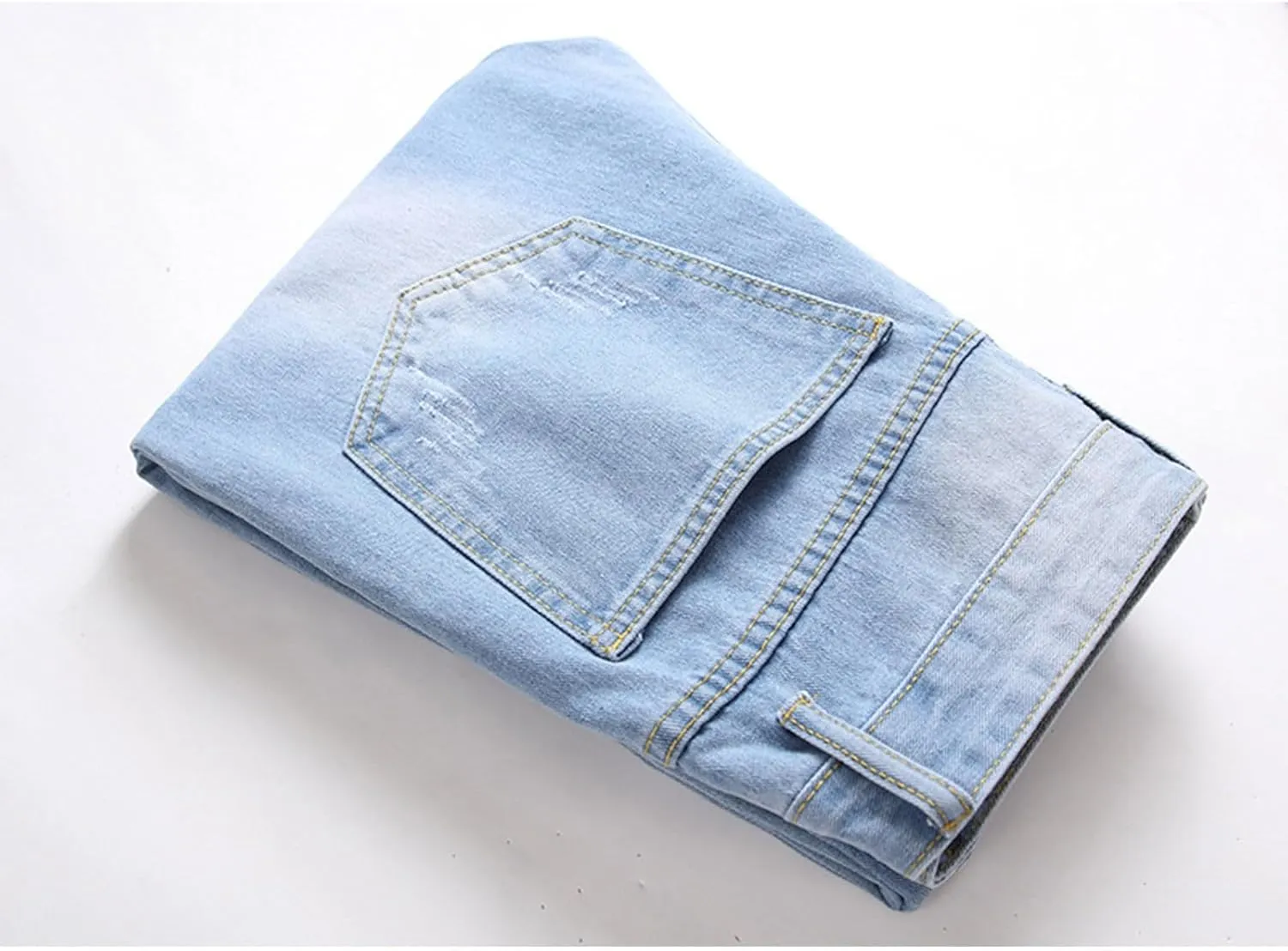 Slim Fit Ripped Jeans for Men Destroyed Distressed Stretch Slim Jeans Pants Hip Hop Y2K Streetwear Denim Pants