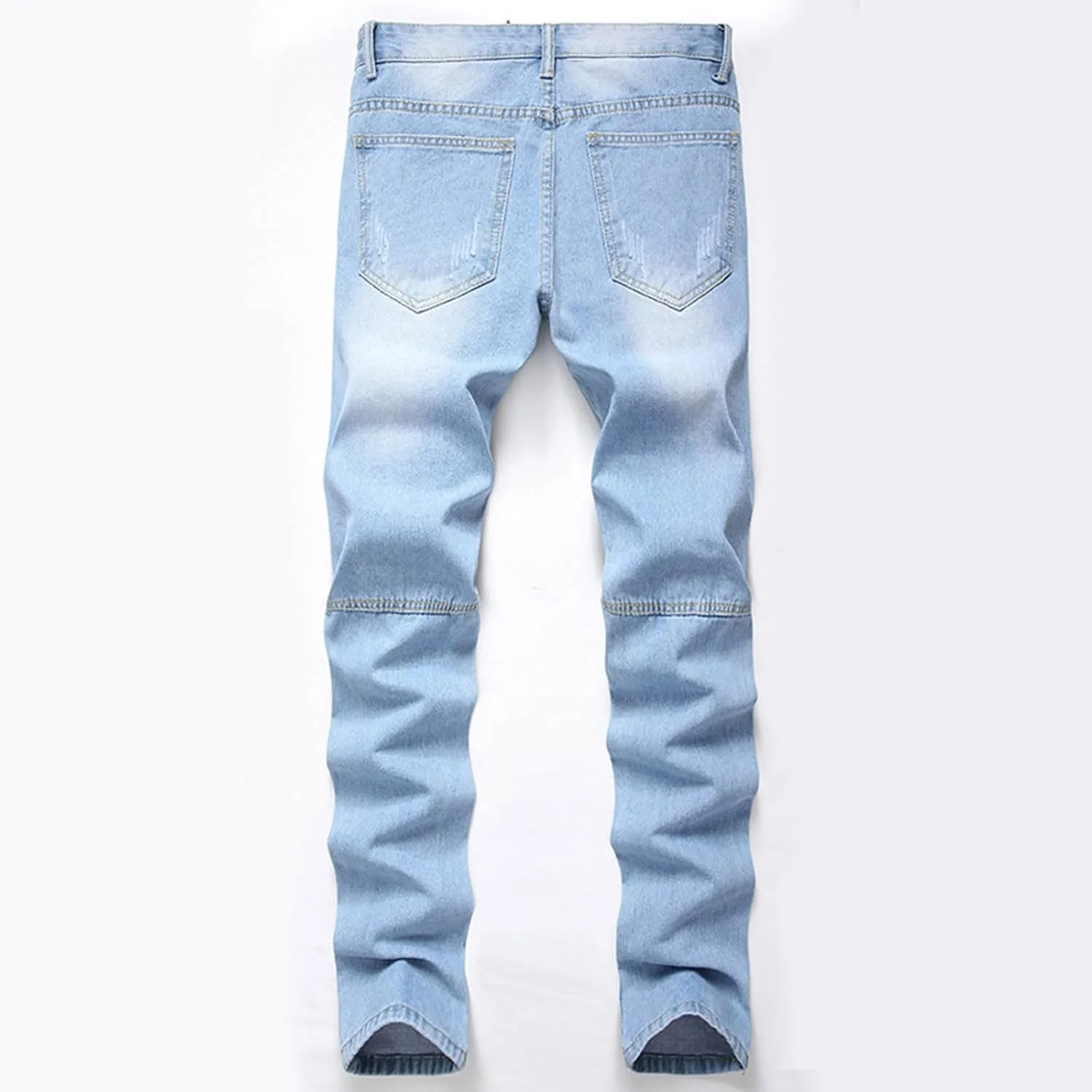 Slim Fit Ripped Jeans for Men Destroyed Distressed Stretch Slim Jeans Pants Hip Hop Y2K Streetwear Denim Pants