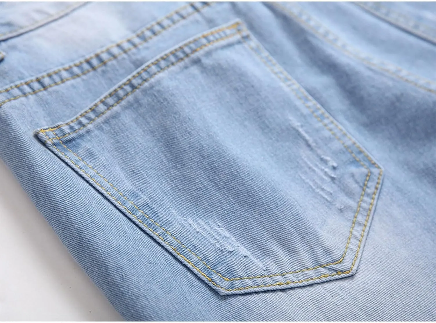 Slim Fit Ripped Jeans for Men Destroyed Distressed Stretch Slim Jeans Pants Hip Hop Y2K Streetwear Denim Pants