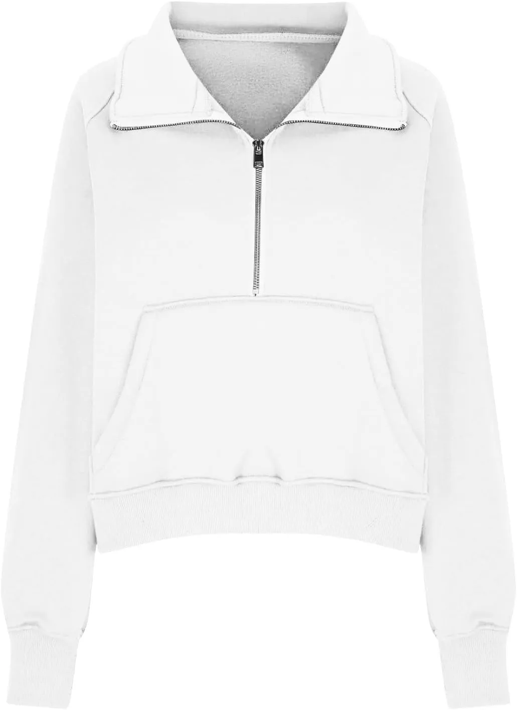 slqdgmryz Half Zip Pullover Women Cropped Fleece Oversized Sweatshirt Cute Pocket 1/2 Zipped Y2k Hoodie with Thumb Holes