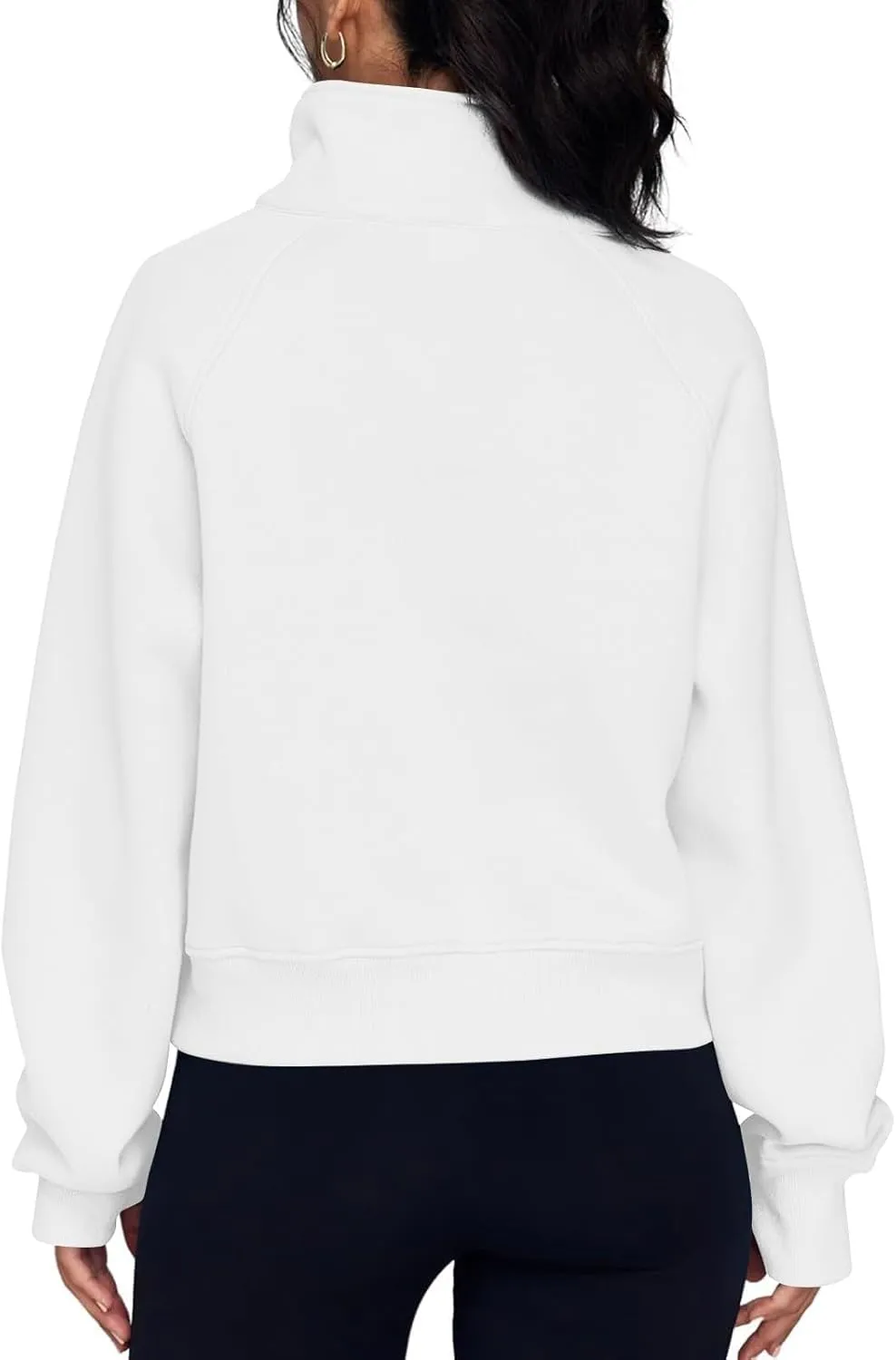 slqdgmryz Half Zip Pullover Women Cropped Fleece Oversized Sweatshirt Cute Pocket 1/2 Zipped Y2k Hoodie with Thumb Holes
