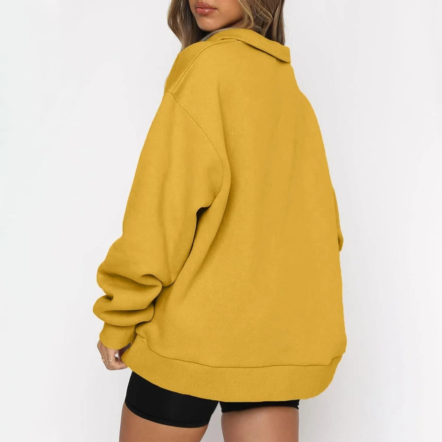 slqdgmryz Womens Quarter Zip Pullover Fleece Preppy Oversized Sweatshirt Drop Shoulder Half Zip Plain Cute Sweatshirts