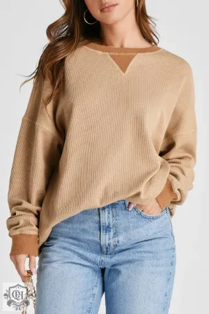 Smoke Gray Thermal Pullover Loose Sweatshirt