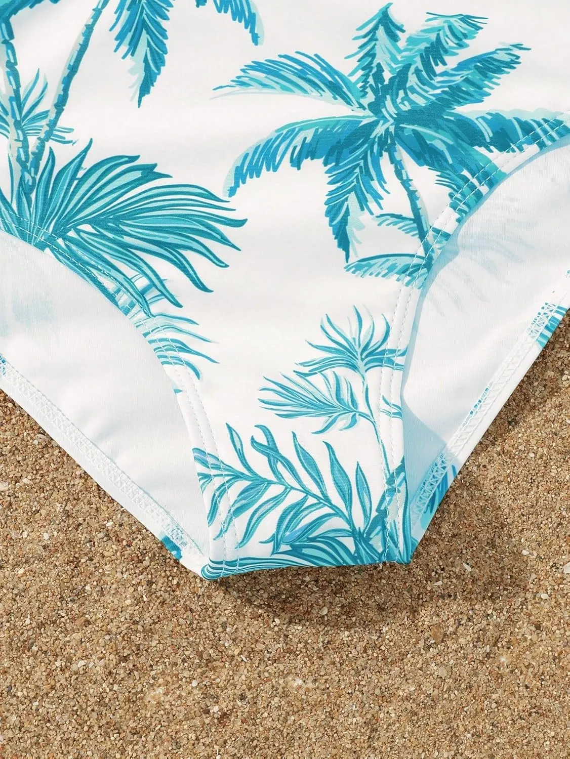 SOLY HUX Girl's 4 Piece Swimsuits Tropical Print Halter Bikini Set Bathing Suits with Kimono and Cover Up Pants