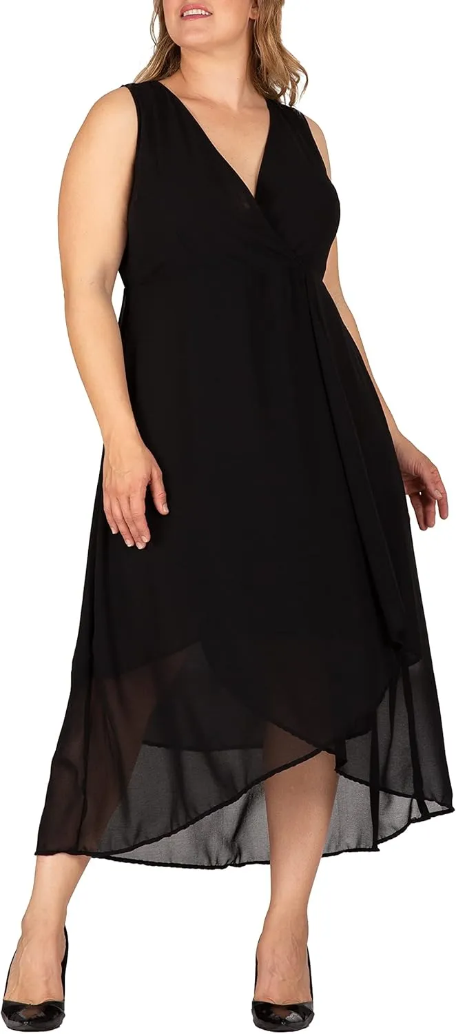 Standards & Practices Women's Plus Size V Neck Kimono Sleeves Maxi Dress