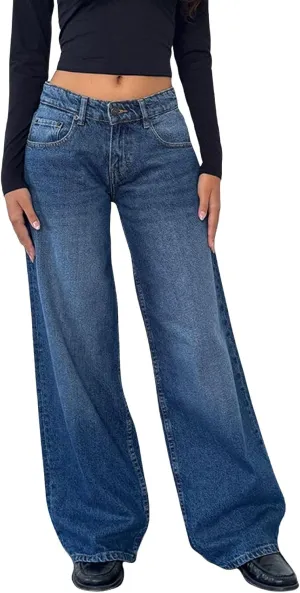 Straight Leg Jeans for Women, Womens Baggy Jeans High Waisted Trendy Cargo Trousers Summer Stretchy Petite Baggy