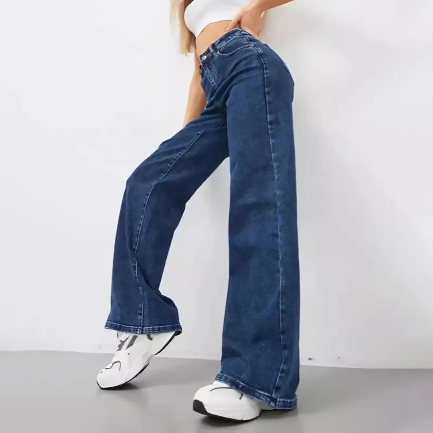 Straight Leg Jeans for Women,High Waisted Wide Leg Loose Microelastic Boyfriend Denim Pants Baggy Jeans for Women Y2K