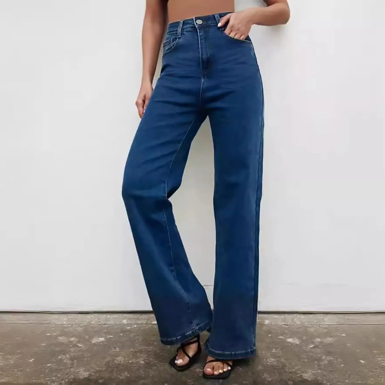 Straight Leg Jeans for Women,High Waisted Wide Leg Loose Microelastic Boyfriend Denim Pants Baggy Jeans for Women Y2K