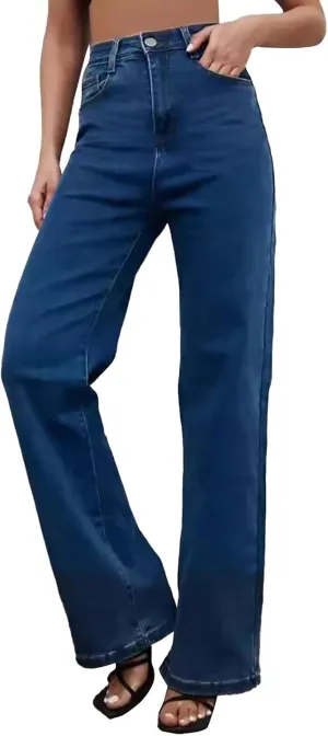 Straight Leg Jeans for Women,High Waisted Wide Leg Loose Microelastic Boyfriend Denim Pants Baggy Jeans for Women Y2K