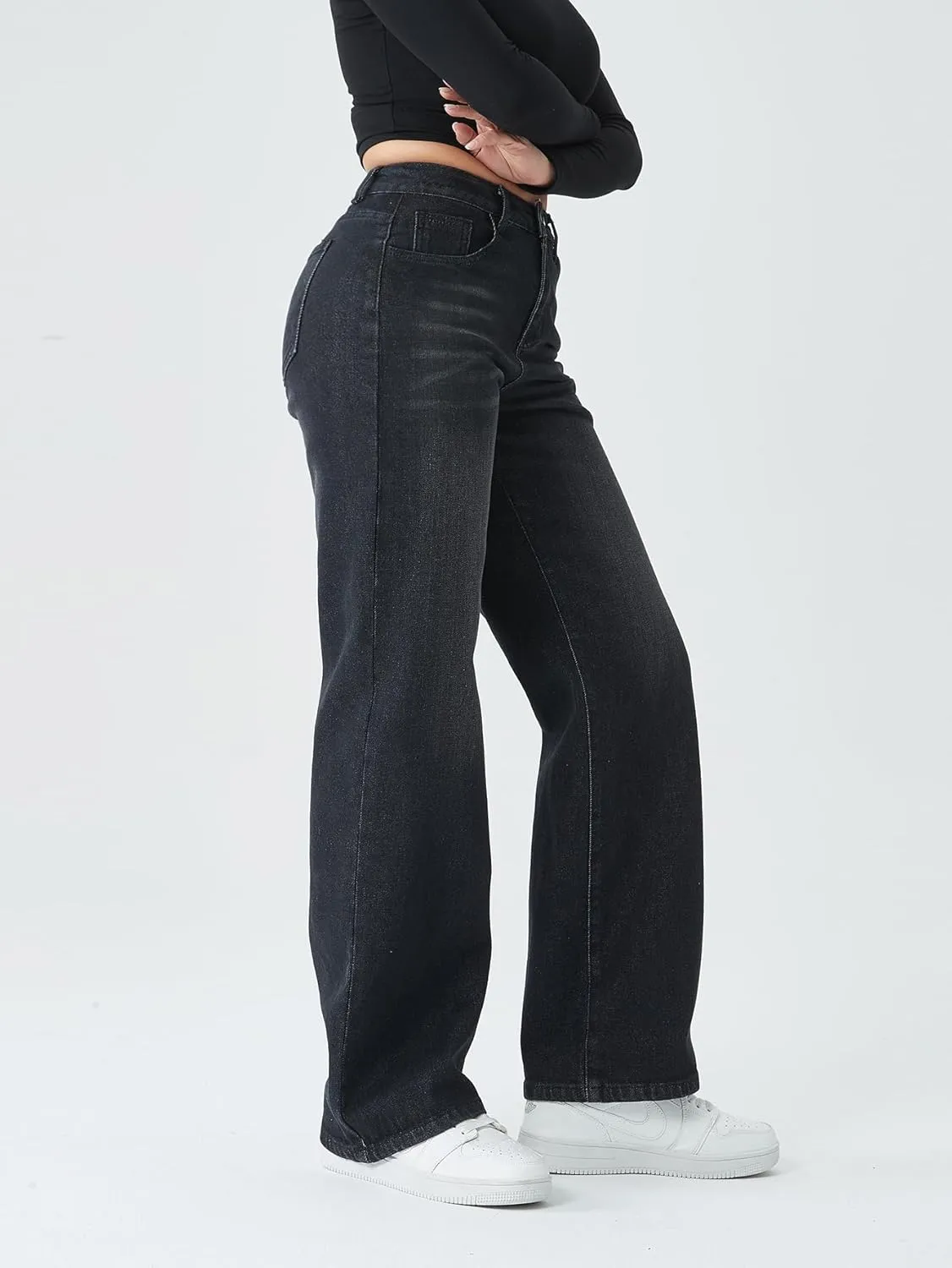 Straight Leg Jeans for Women,High Waisted Wide Leg Loose Stretchy Boyfriend Denim Pants Baggy Jeans for Women