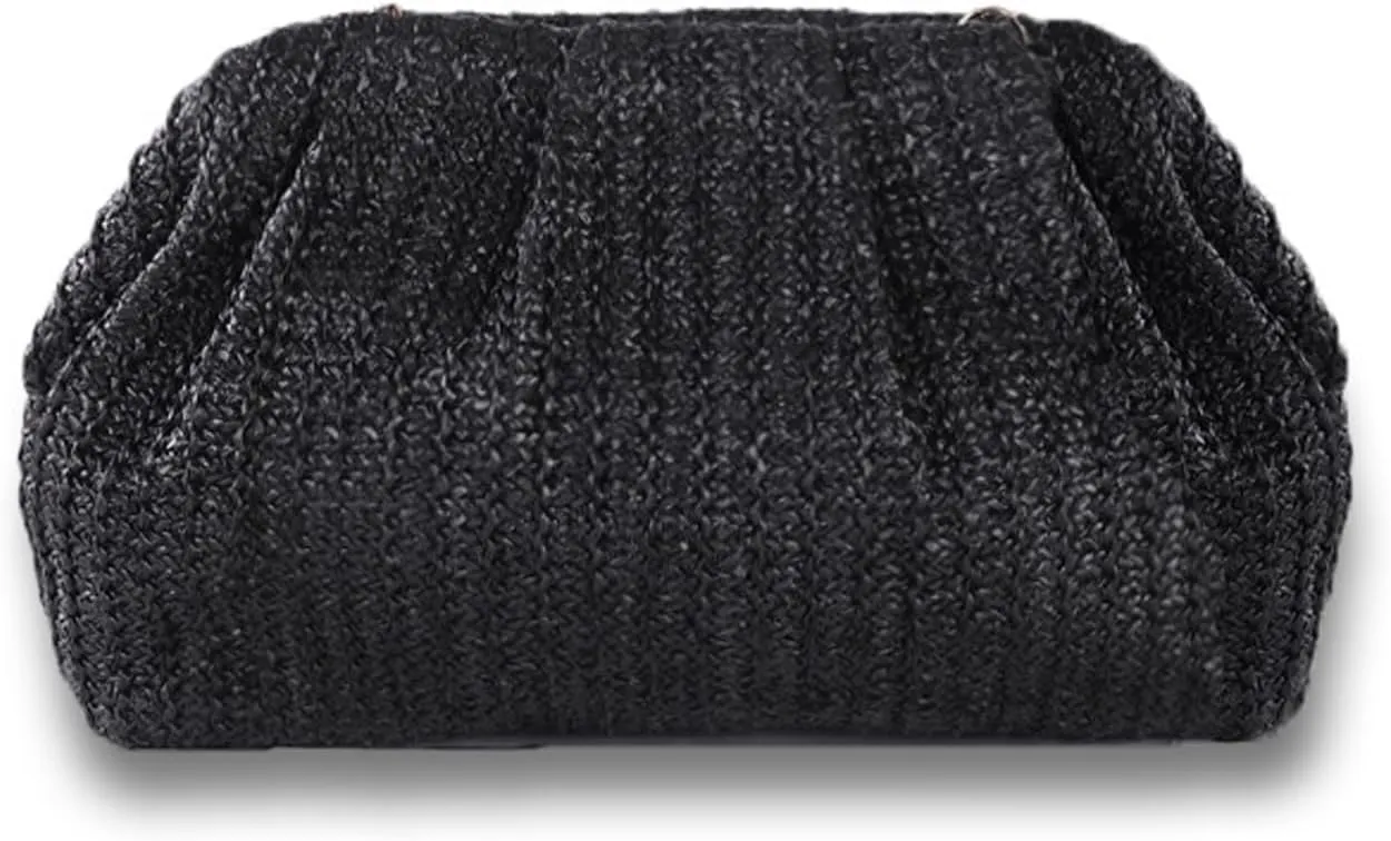 Straw Crossbody Clutch Purse for Women Shoulder Handbag Cloud Handbag Beach Bag Woven Rattan Bag Purses Rattan Shoulder Bag