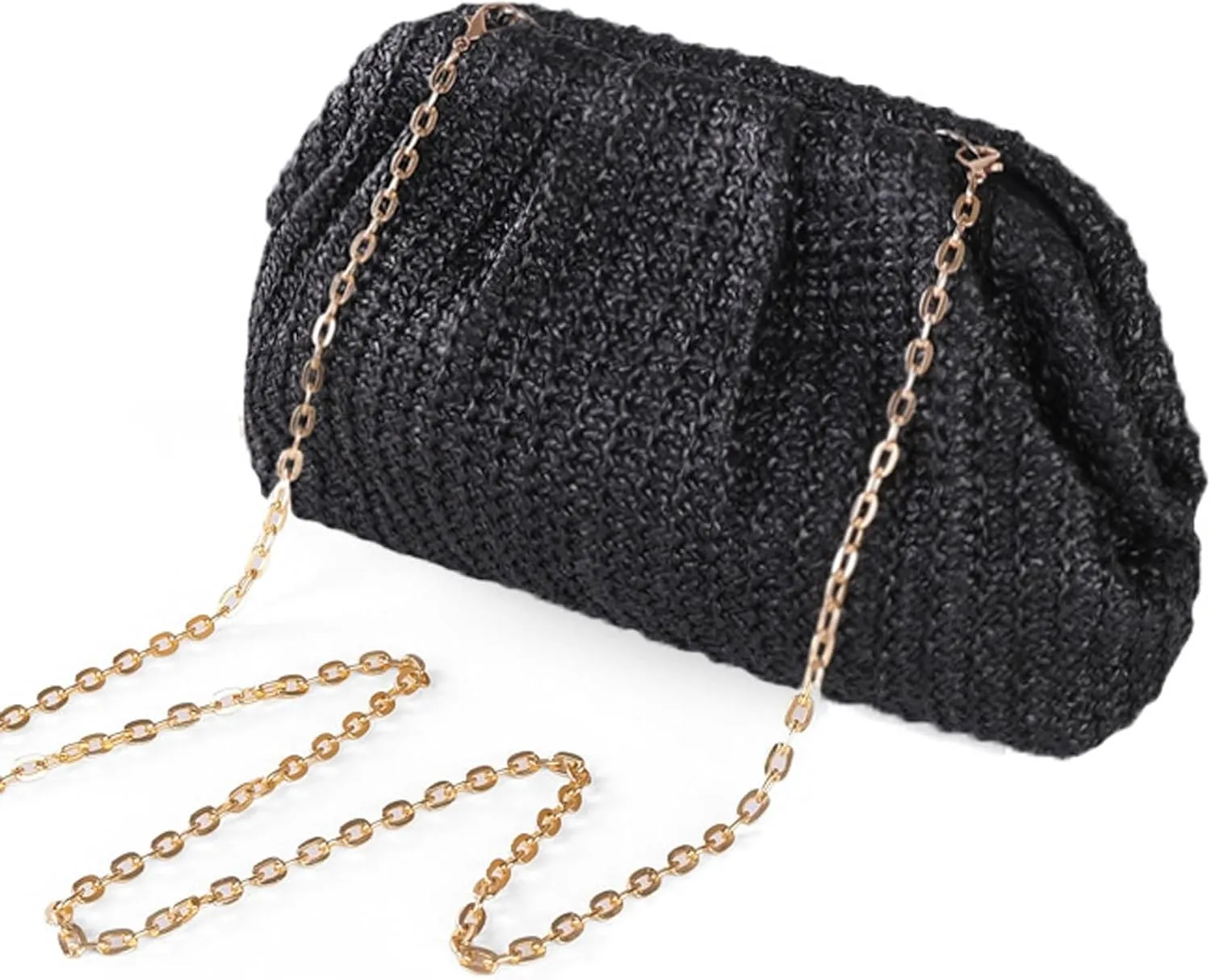 Straw Crossbody Clutch Purse for Women Shoulder Handbag Cloud Handbag Beach Bag Woven Rattan Bag Purses Rattan Shoulder Bag