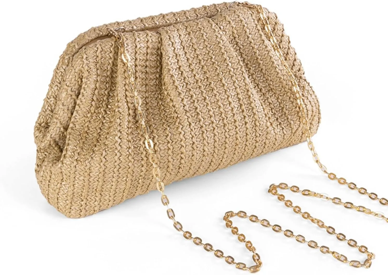 Straw Crossbody Clutch Purse for Women Shoulder Handbag Cloud Handbag Beach Bag Woven Rattan Bag Purses Rattan Shoulder Bag
