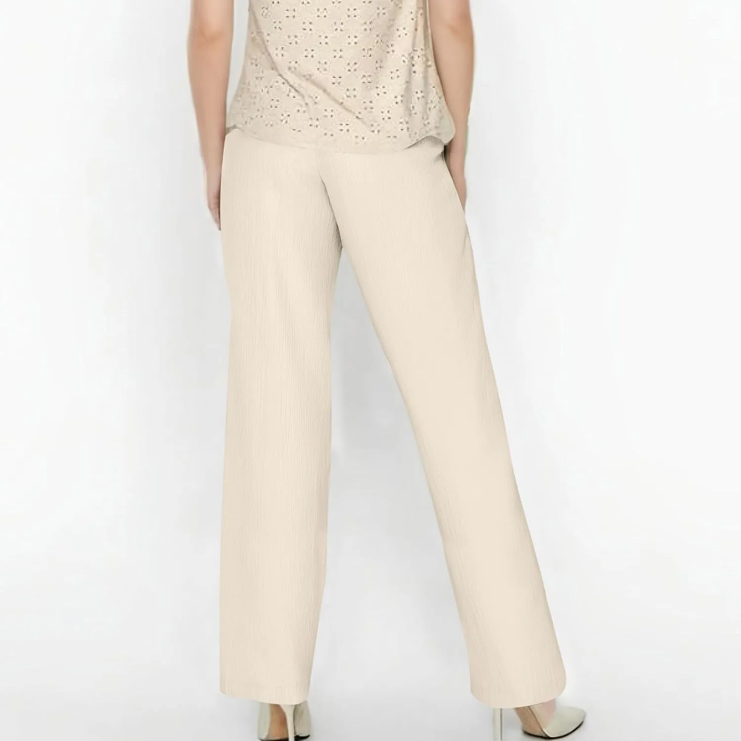 Summer Casual Pants for Women Linen Lightweight Wide Leg Elastic Waist Palazzo Pants Trendy Straight Outfit with Pockets