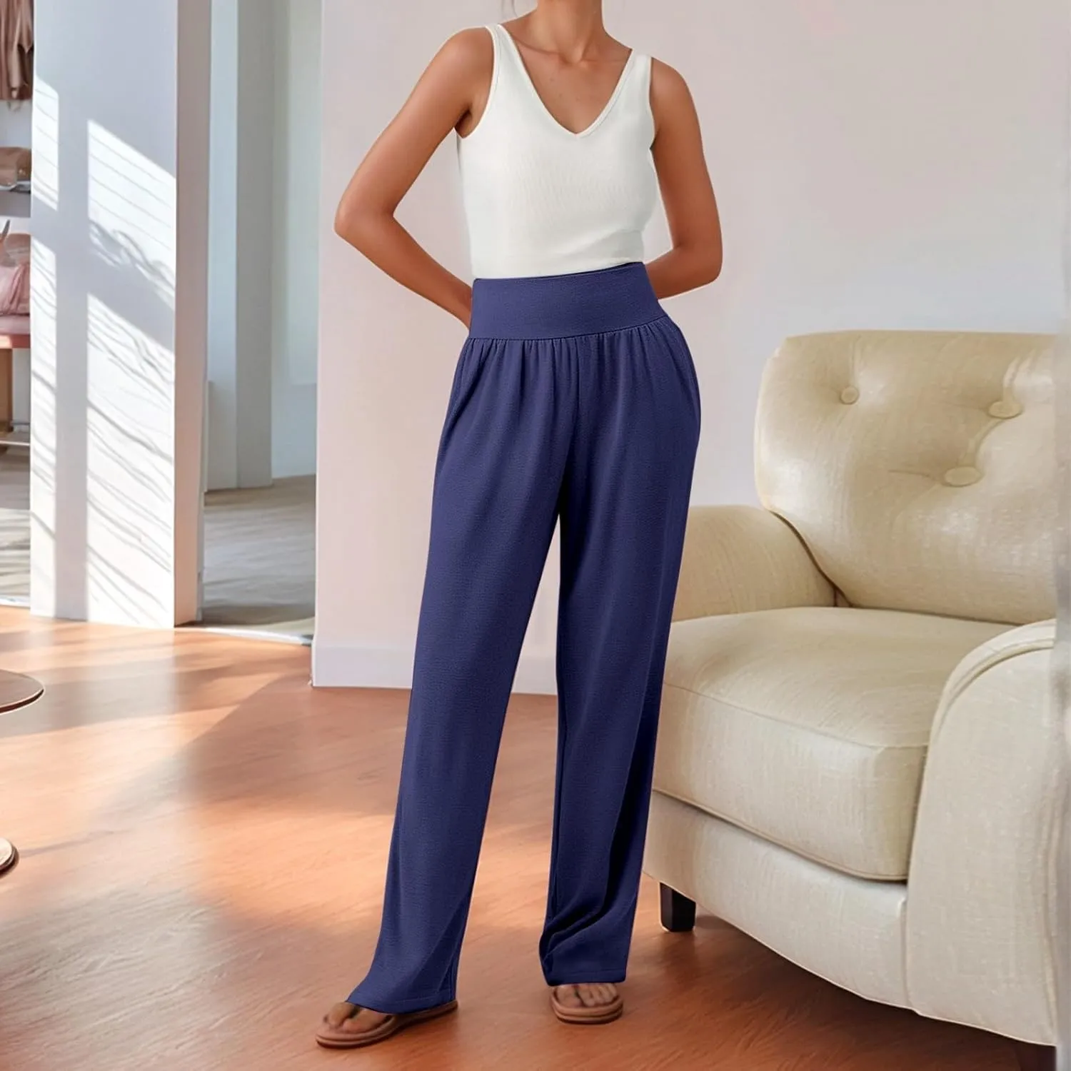 Summer Pants for Women 2025 Vacation Dress Pants Business Casual High Waist Stretchy Trousers Office Slacks Bottoms