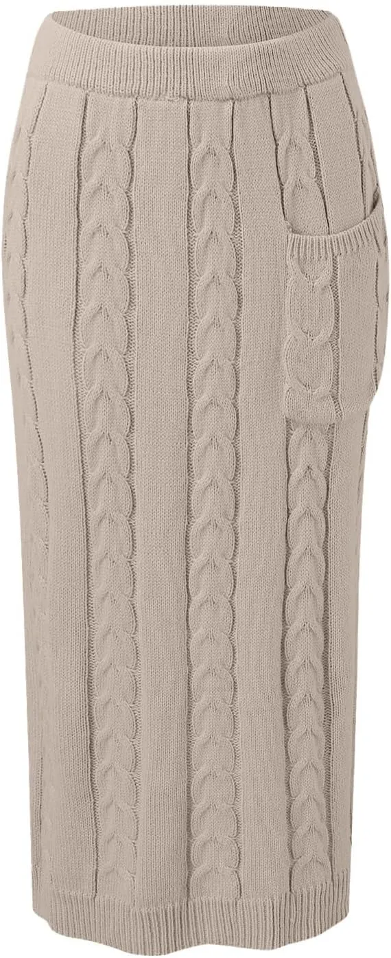 Sweater Skirt Sets for Women Knit Skirt Turtleneck 2 Piece Outfits Fall Midi Pencil Set Winter Skirts Pullover