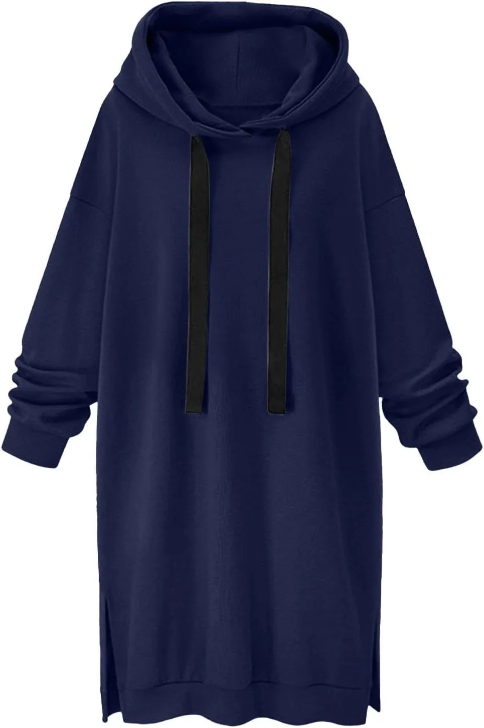 The Warmy Oversized Hoodie Dress for Women Split Hem Pullover Tops Long Sweatshirt with Pocket Casual Dressy Tunics