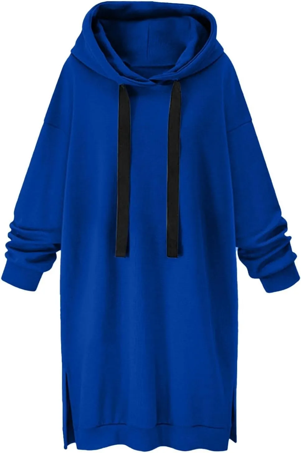 The Warmy Oversized Hoodie Dress for Women Split Hem Pullover Tops Long Sweatshirt with Pocket Casual Dressy Tunics