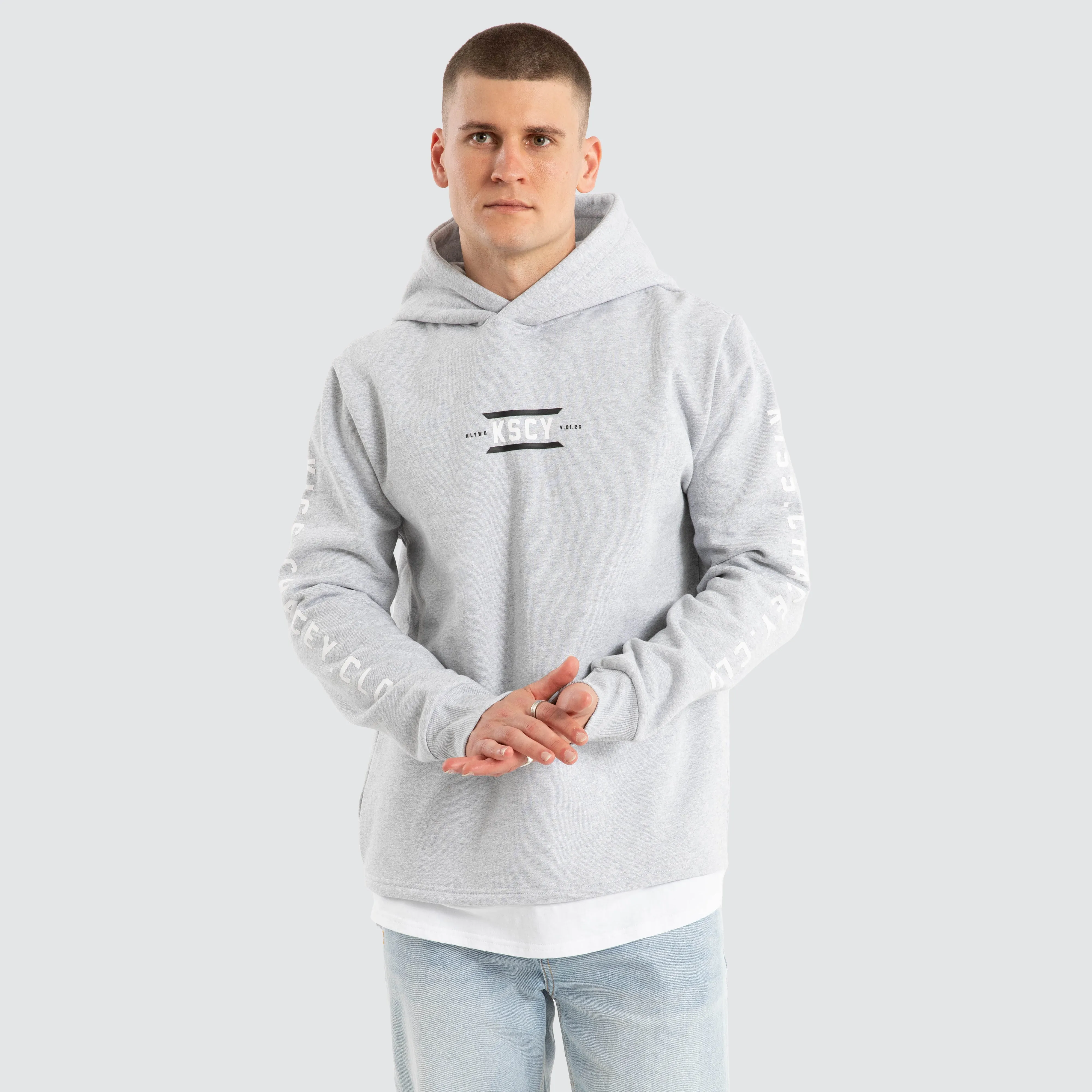 Trace Layered Hoodie Grey Marle