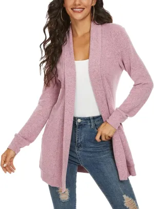 Tribear Women's Long Sleeve Open Front Loose Casual Lightweight Kimono Cardigan