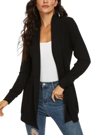 Tribear Women's Long Sleeve Open Front Loose Casual Lightweight Kimono Cardigan