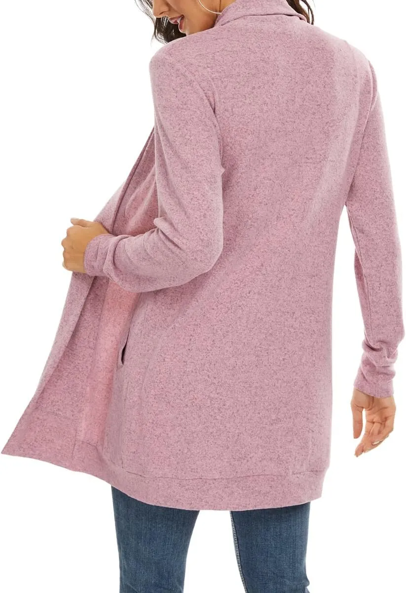 Tribear Women's Long Sleeve Open Front Loose Casual Lightweight Kimono Cardigan