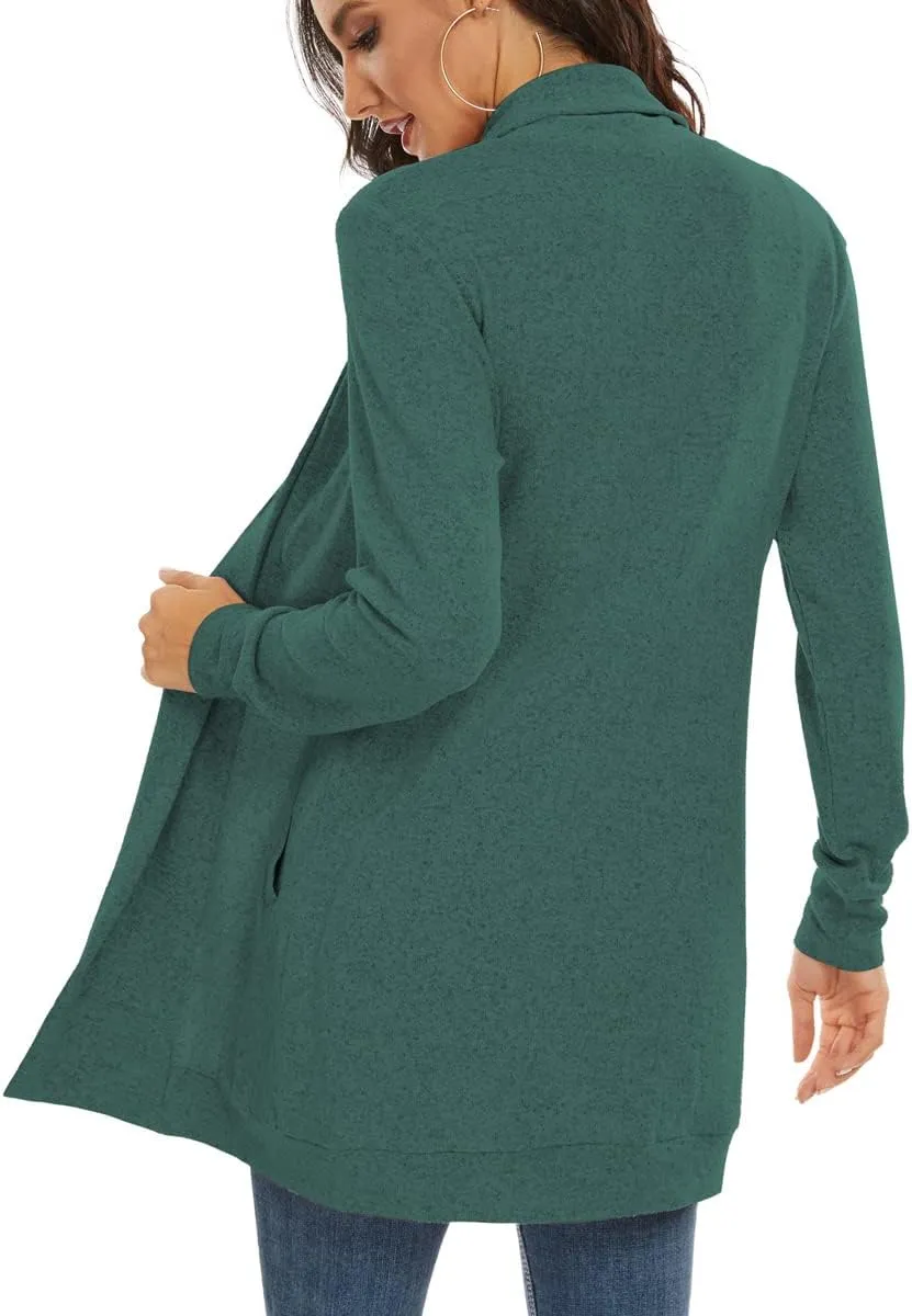Tribear Women's Long Sleeve Open Front Loose Casual Lightweight Kimono Cardigan