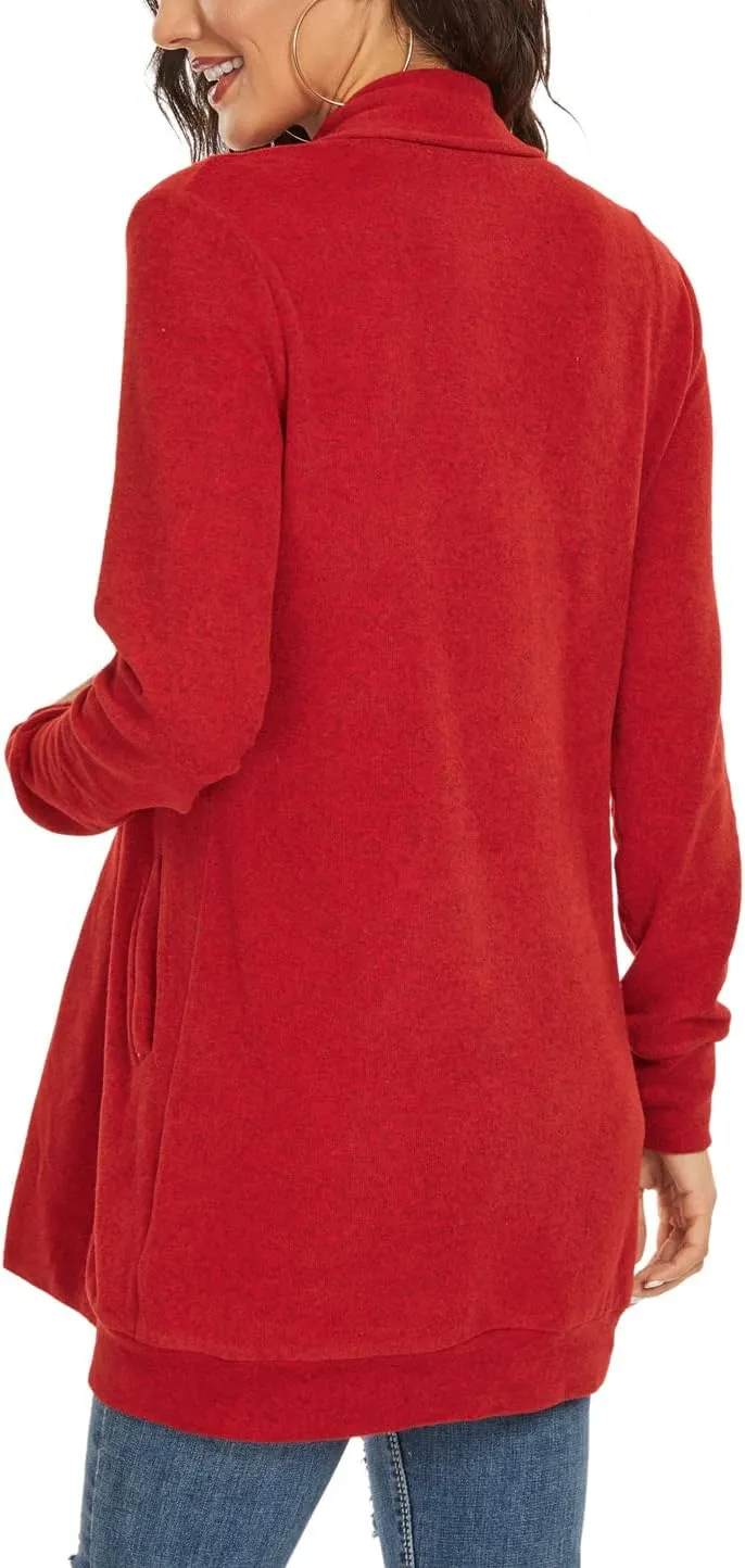 Tribear Women's Long Sleeve Open Front Loose Casual Lightweight Kimono Cardigan