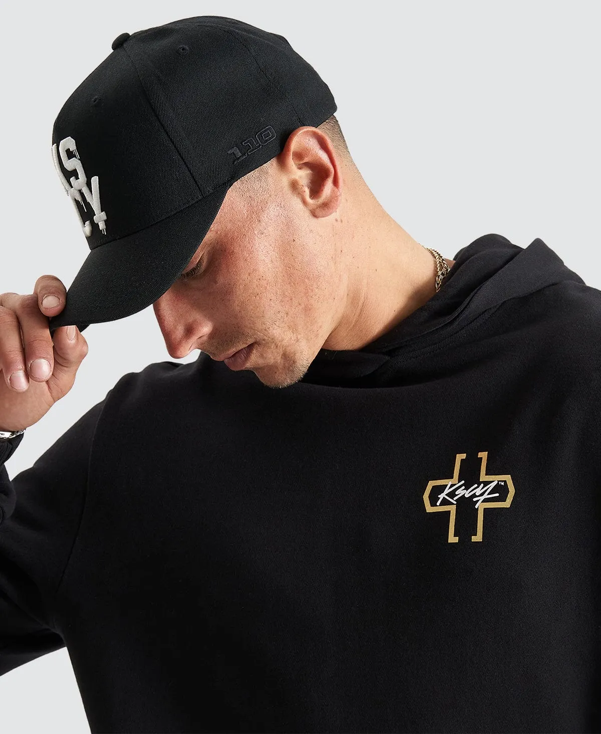 Unbowed Dual Curved Layered Hoodie Jet Black