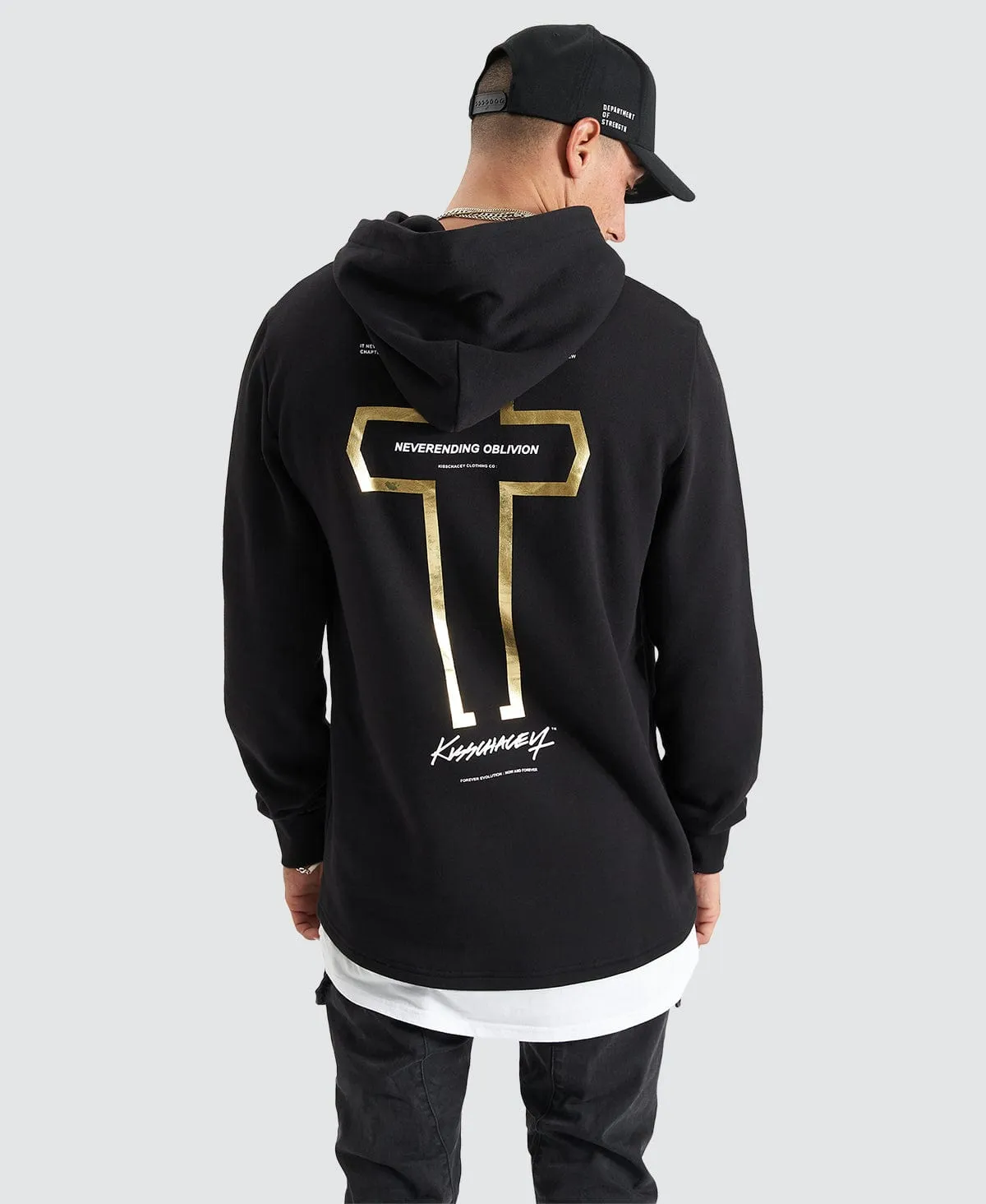 Unbowed Dual Curved Layered Hoodie Jet Black