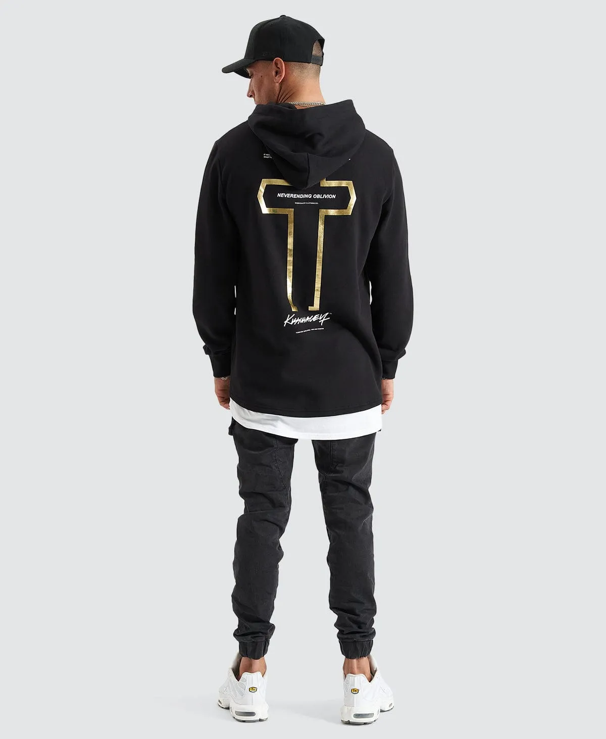 Unbowed Dual Curved Layered Hoodie Jet Black
