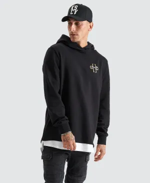 Unbowed Dual Curved Layered Hoodie Jet Black