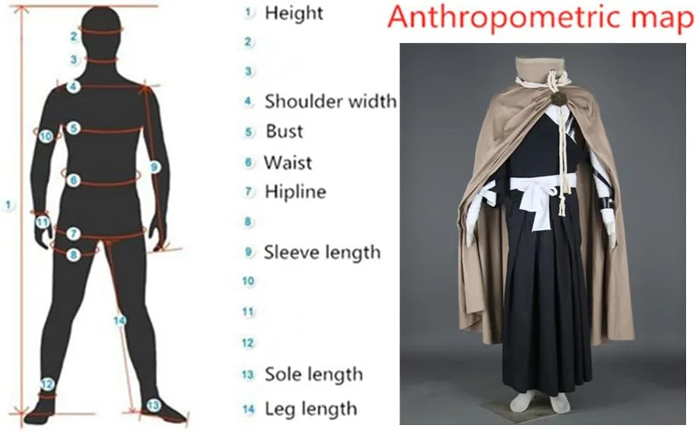 US size Anime Kurosaki Ichigo Cosplay Costumes Long cloak kimono suit