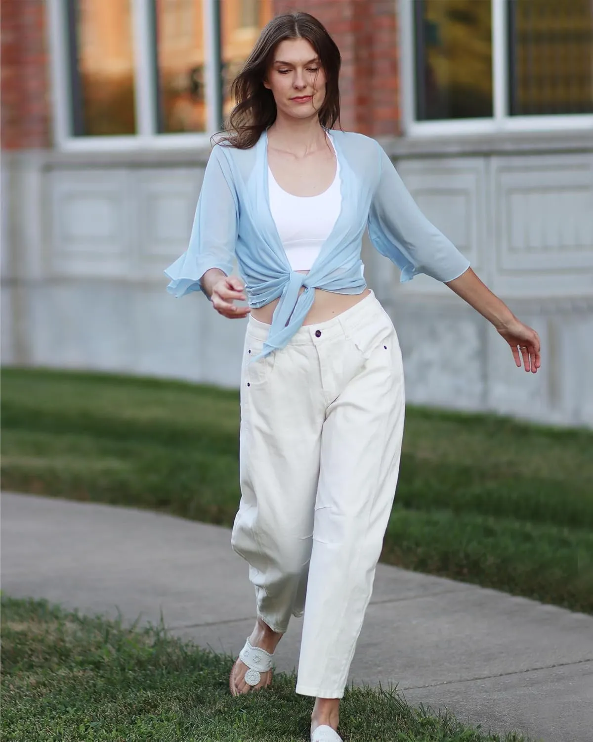 Utyful Barrel Jeans Women Cropped Baggy Trendy High Waisted Distressed Loose Stretch Denim Trouser Jeans with Pockets