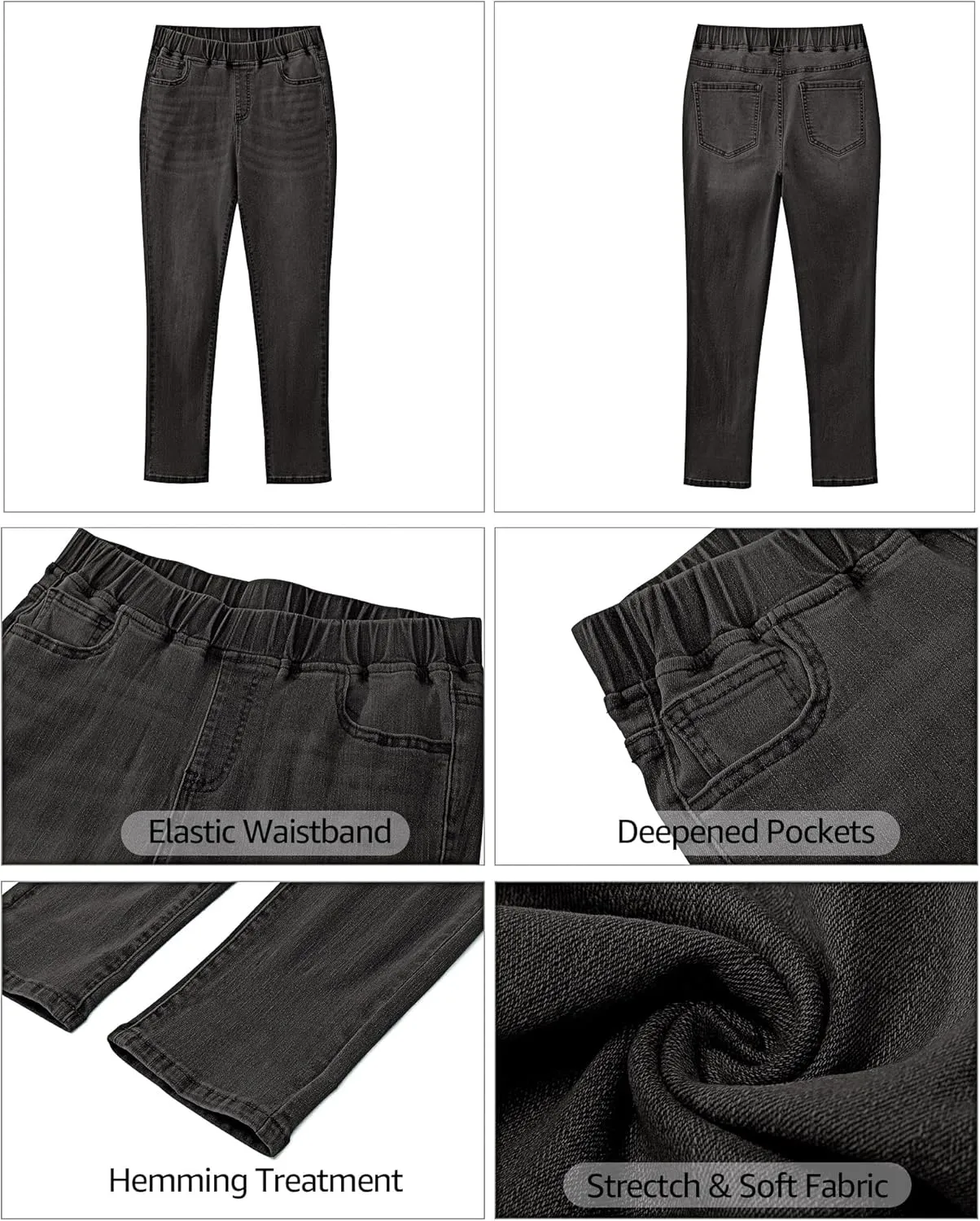 Vetinee Capris Jeans for Women High Waisted Pull On Elastic Waist Skinny Stretchy Denim Capri Pants Rolled Cropped Jeans