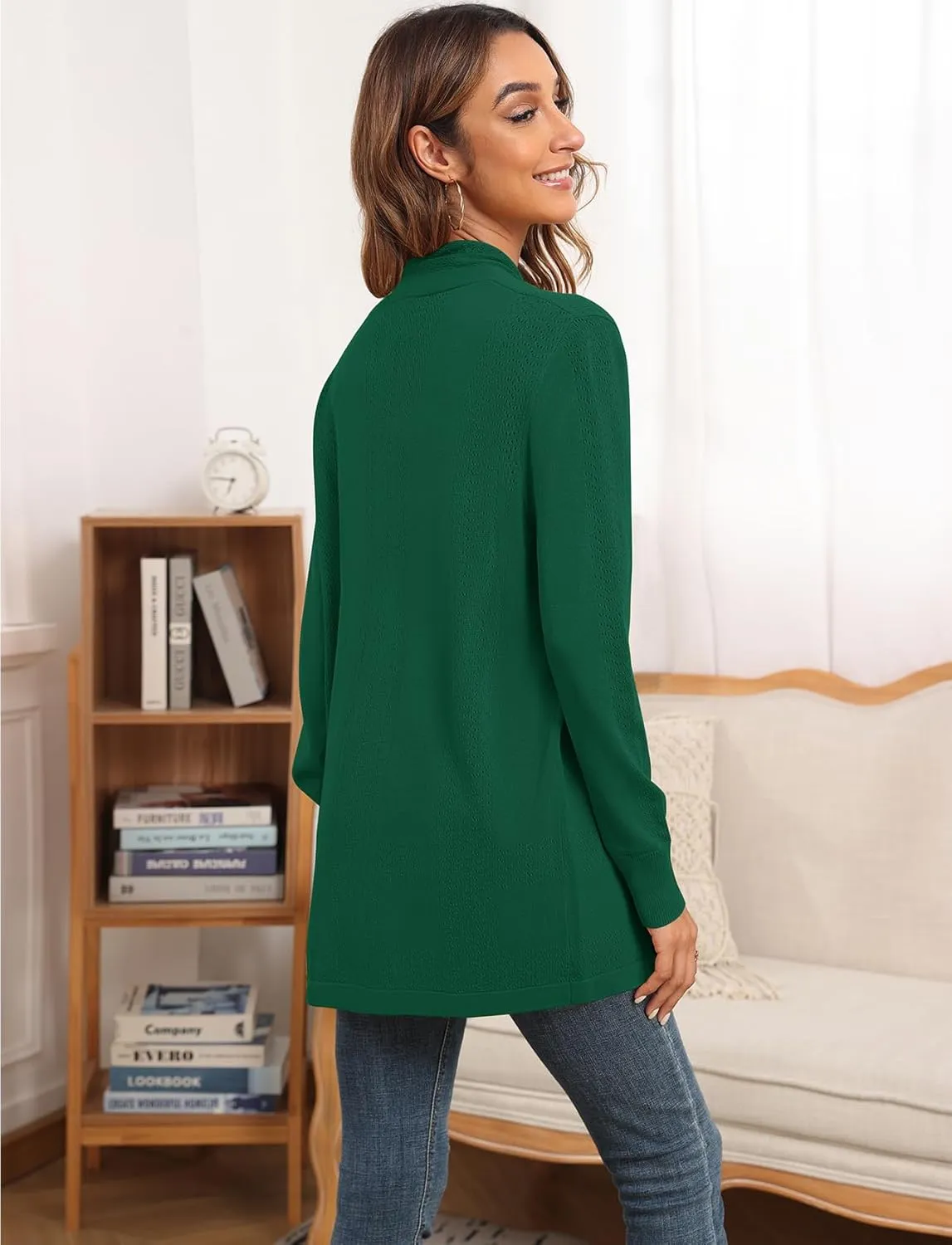 VIISHOW Womens Open Front Lightweight Cardigan Basic Knit Sweater Casual Long Sleeve Shawl Collar Sweaters Coat Soft Outwear
