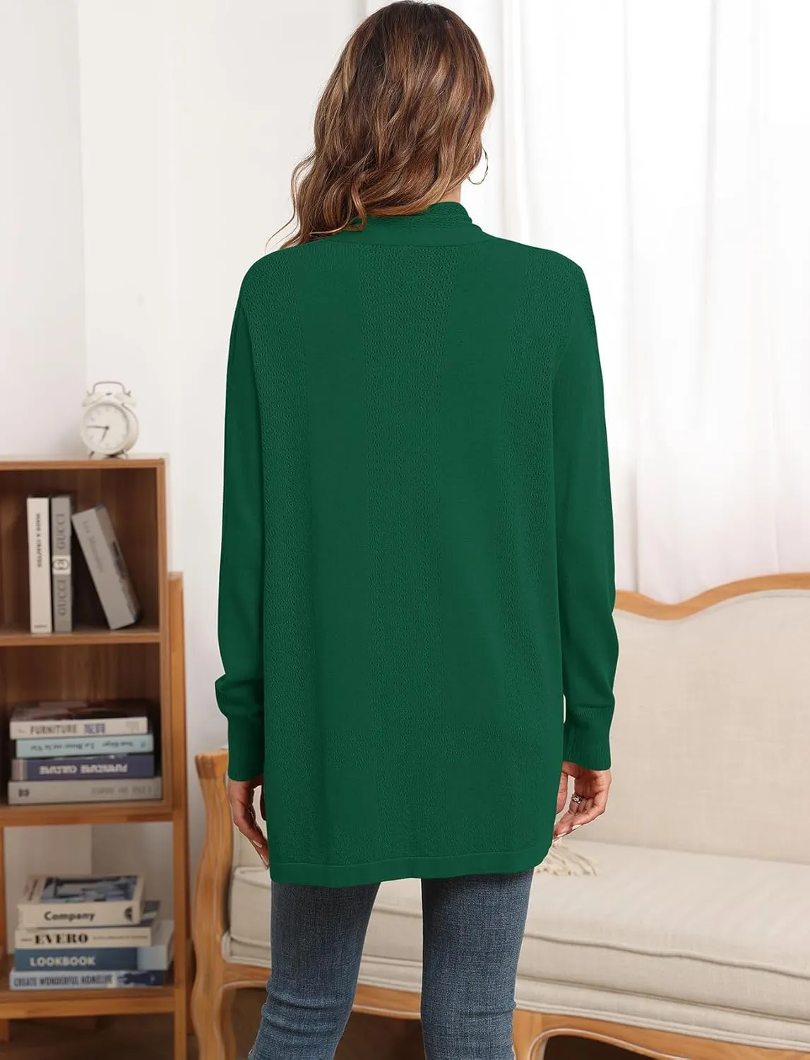VIISHOW Womens Open Front Lightweight Cardigan Basic Knit Sweater Casual Long Sleeve Shawl Collar Sweaters Coat Soft Outwear